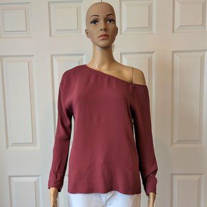 Aritzia Babaton Burke Off The Shoulder Blouse Dark Pink Size XS